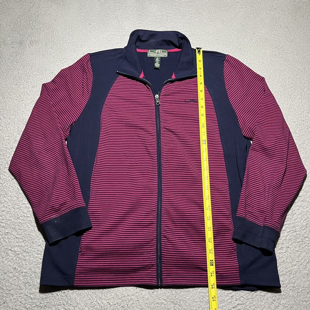 LRL Lauren Active Ralph Lauren Womens Jacket Size 1X Blue Pink Stripe Full Zip - Picture 2 of 8